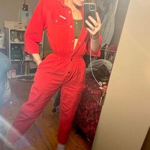 Red utility vintage jumpsuit
